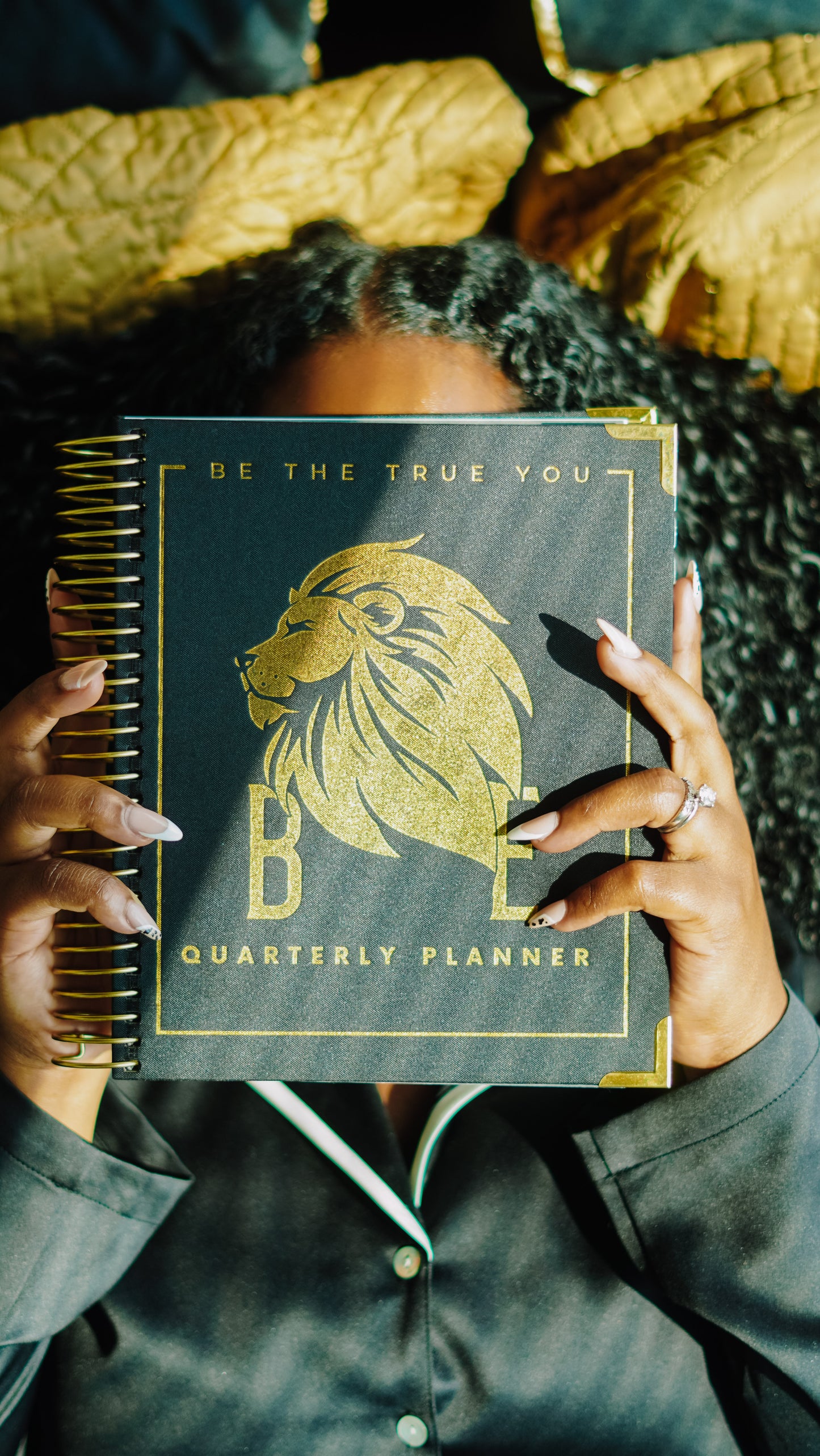 "BE" Black & Gold Linen Planner